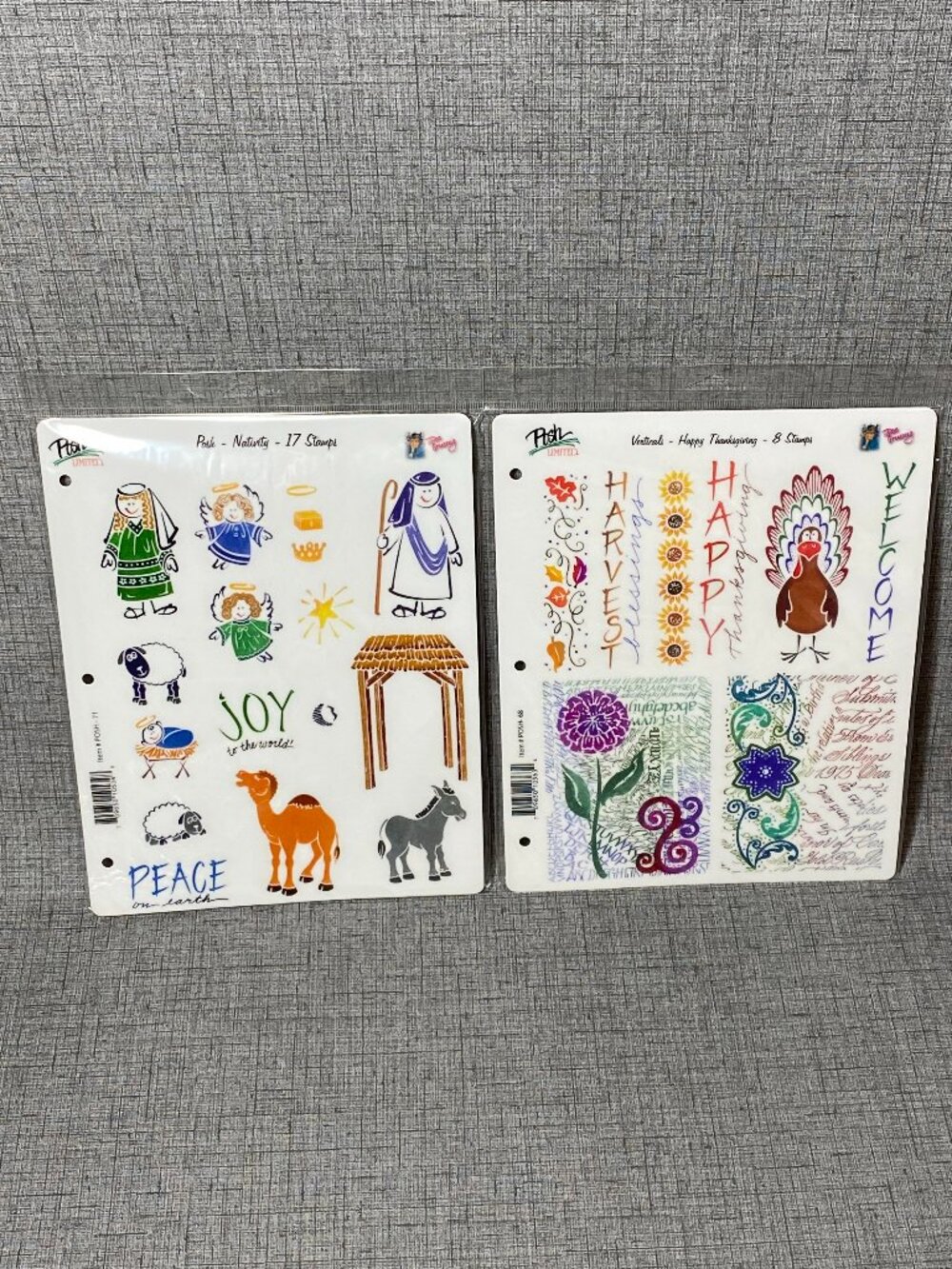 NEW Posh Limited Rubber Clings Stamps Nativity Happy Thanksgiving Lot Of 2 NIP